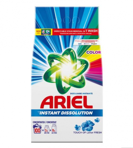 Detergenti pudra pentru rufe - ARIEL DETERGENT RUFE AUTOMAT 7.5KG TOUCH OF LENOR FRESH 100 SPALARI