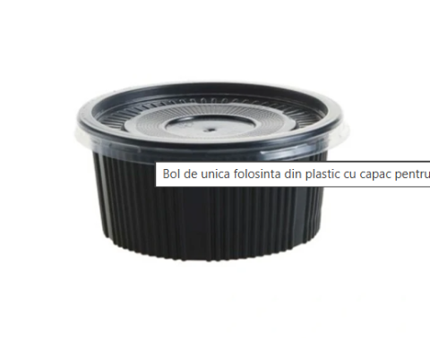 Ambalaje de unica folosinta / HORECA - BOL SUPA NEGRU PP 12 OZ ( 350 ML) 25BUC/SET
