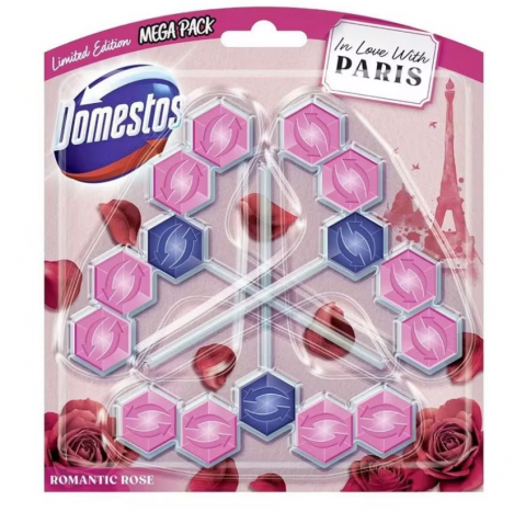 Odorizante toaleta - DOMESTOS ODORIZANT WC BILE 3X55G ROMANTIC ROSE