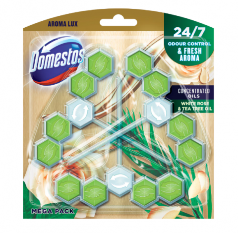 Odorizante toaleta - DOMESTOS ODORIZANT WC BILE 3X55G TRANDAFIR ALB