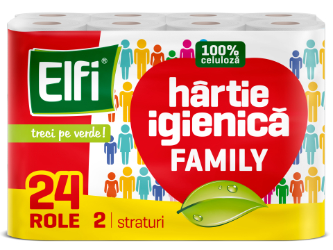 Hartie igienica si servetele - ELFI HARTIE IGIENICA 24ROLE 2STRATURI FAMILY