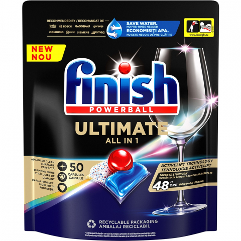 Detergenti masina spalat vase - FINISH POWERBALL DETERGENT VASE CAPSULE 50BUC ULTIMATE ALL IN 1