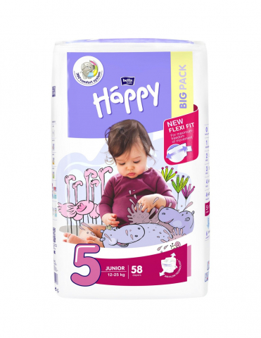 Scutece copii - HAPPY SCUTEC NR5 JUNIOR 12-25KG 58BUC