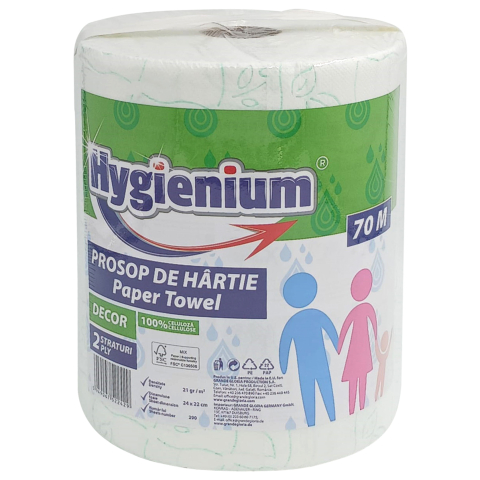 Prosoape hartie pentru bucatarie - HYGIENIUM PROSOP HARTIE DECOR 2STR 70M GREEN