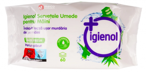 Servetele - IGIENOL SERVETELE UMEDE ANTIBACTERIENE MAINI 60BUC ALOE