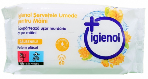 Servetele - IGIENOL SERVETELE UMEDE ANTIBACTERIENE MAINI 60BUC GALBENELE