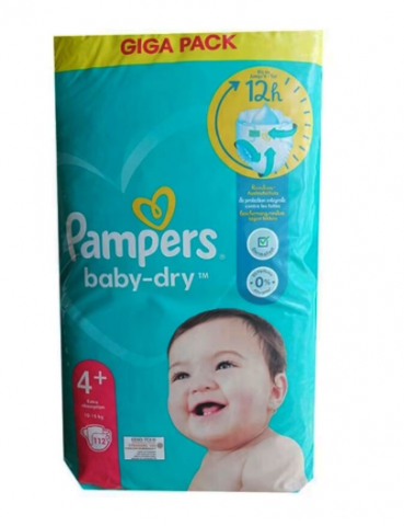Pentru copii - PAMPERS BABY DRY GIANT PACK NR4+ 10-15KG 112BUC