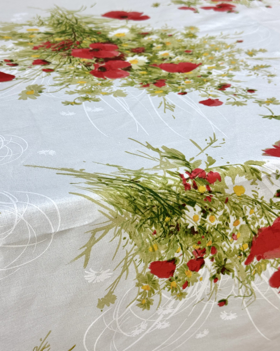 Față de masă din bumbac 100%, Maci și Romaniță [3]