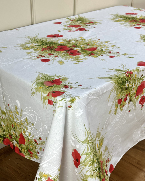 Față de masă din bumbac 100%, Maci și Romaniță [4]