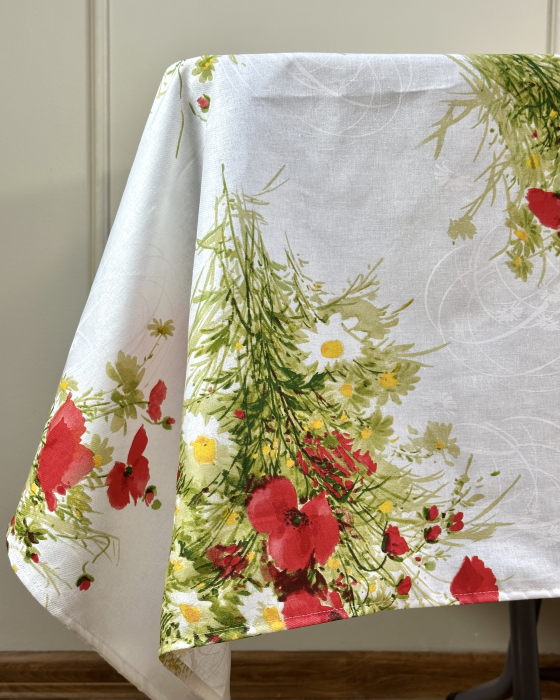 Față de masă din bumbac 100%, Maci și Romaniță [2]