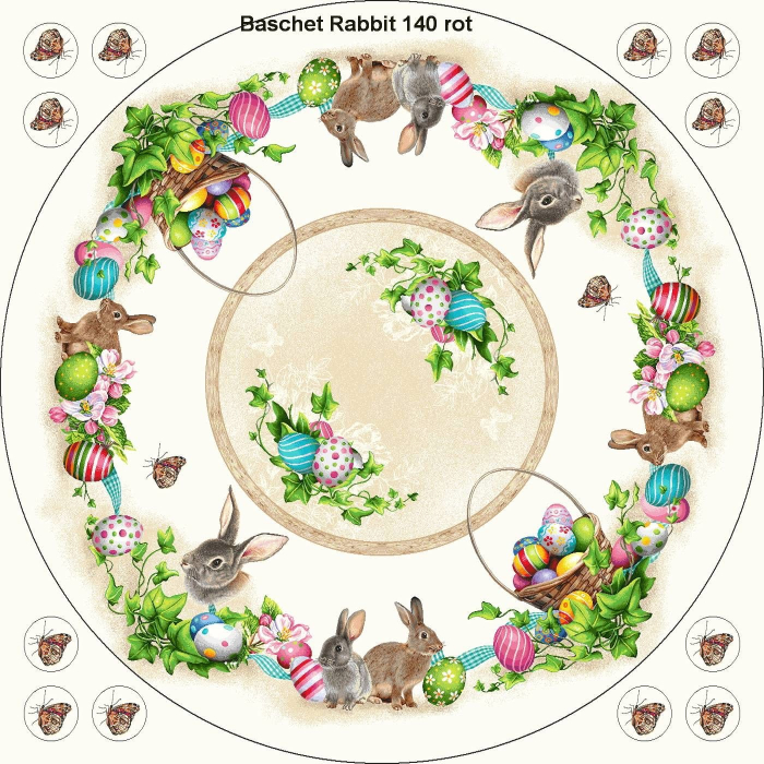 Față de masă din bumbac tip goblen, Iepurași și coșuri cu ouă [2]