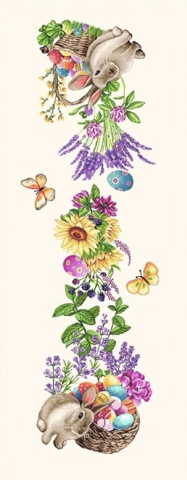 Față de masă din bumbac tip goblen, model Pascal- Iepuri și Lavandă [4]