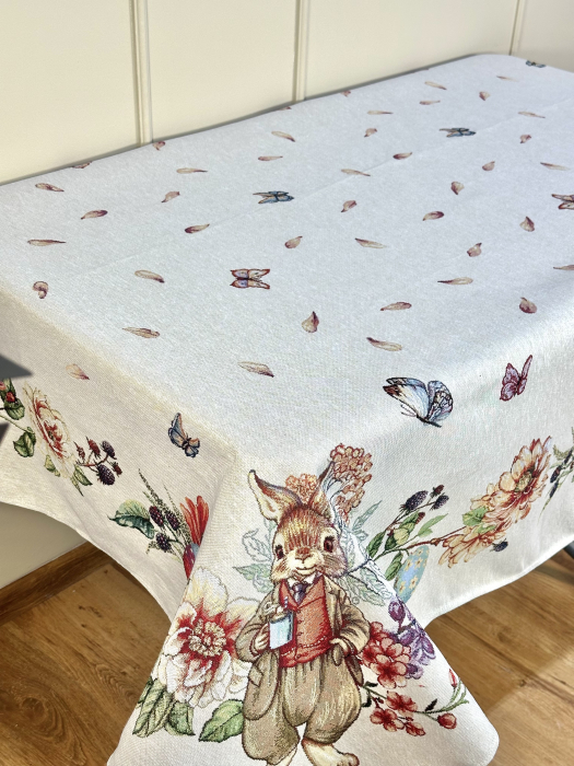 Față de masă din bumbac tip goblen, model Pascal- Petale de Flori [4]