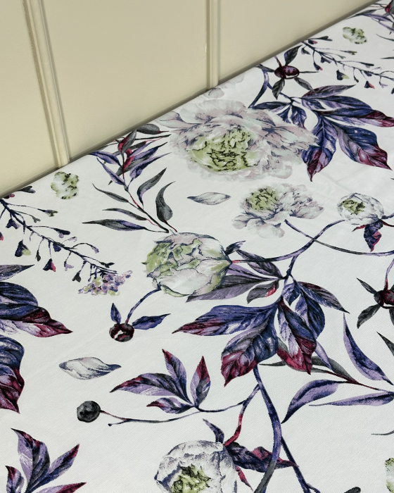 Față de masă impermeabilă, 100% bumbac - Bujor Albastru [2]