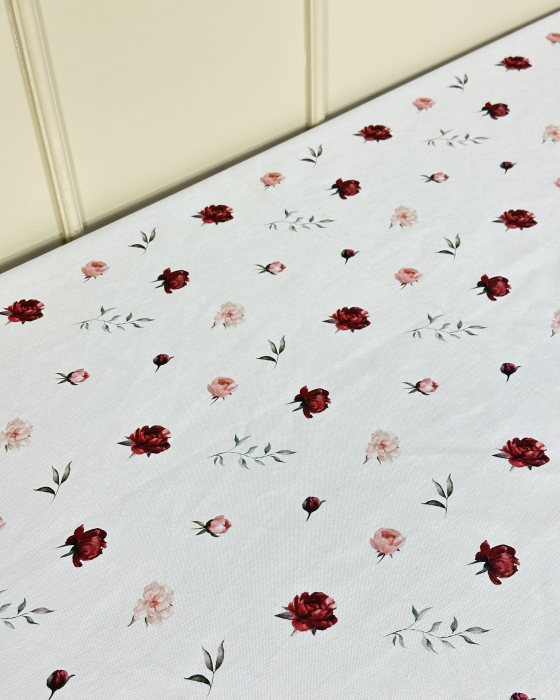 Față de masă impermeabilă, 100% bumbac - Bujori mici [2]