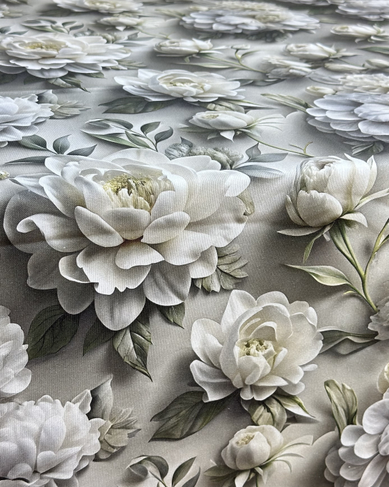 Față de masă impermeabilă, 100% bumbac - Bujori Albi [2]