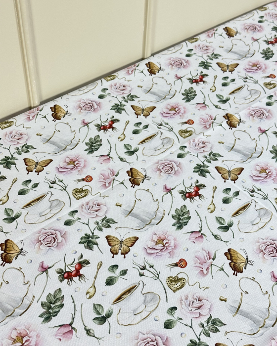 Față de masă impermeabilă, 100% bumbac - Cafea și Fluturi [2]