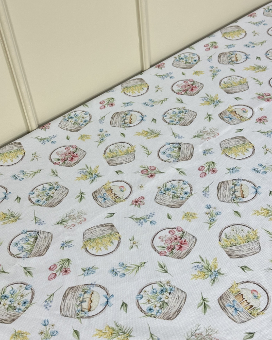 Față de masă impermeabilă, 100% bumbac - Cosulețe cu Flori [2]