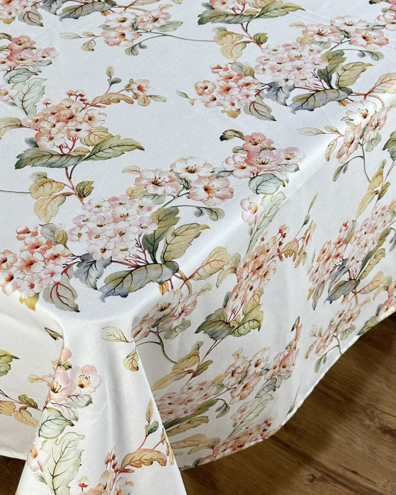 Față de masă impermeabilă, 100% bumbac - Crenguțe cu flori [3]