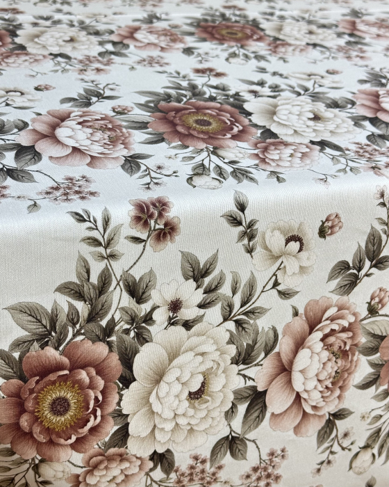 Față de masă impermeabilă, 100% bumbac - Bujori Arămii [2]