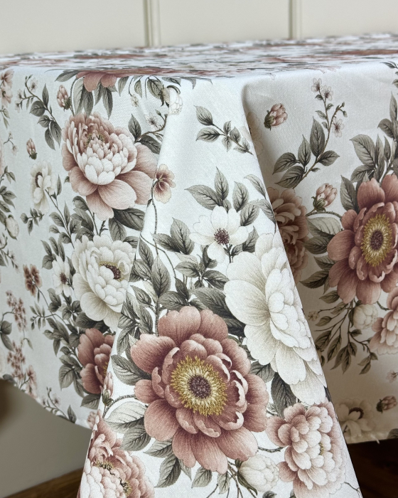 Față de masă impermeabilă, 100% bumbac - Bujori Arămii [3]