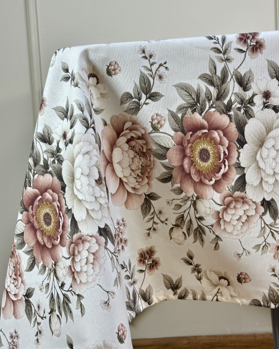 Față de masă impermeabilă, 100% bumbac - Bujori Arămii [4]