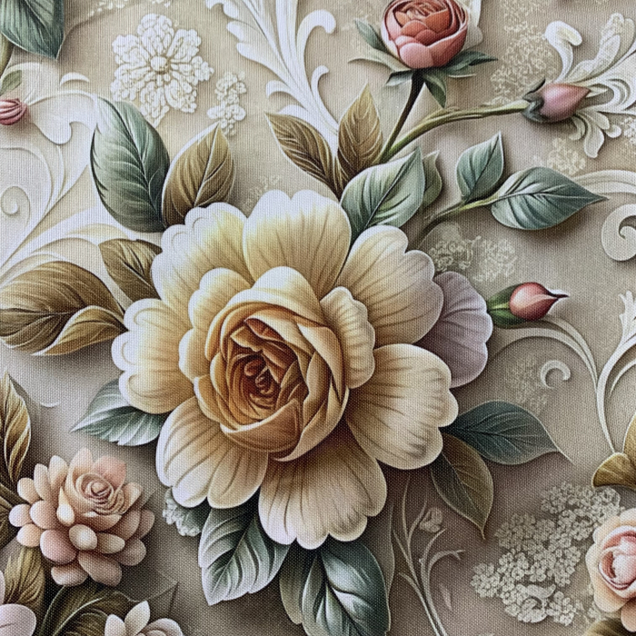 Față de masă impermeabilă, 100% bumbac - Decor floral in stil baroc [2]