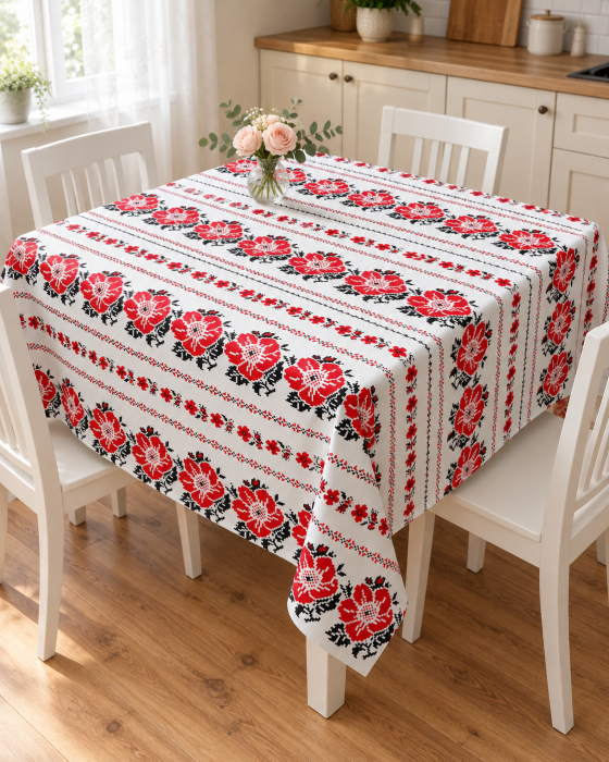 Față de masă impermeabilă, 100% bumbac - Traditional Trandafiri [2]