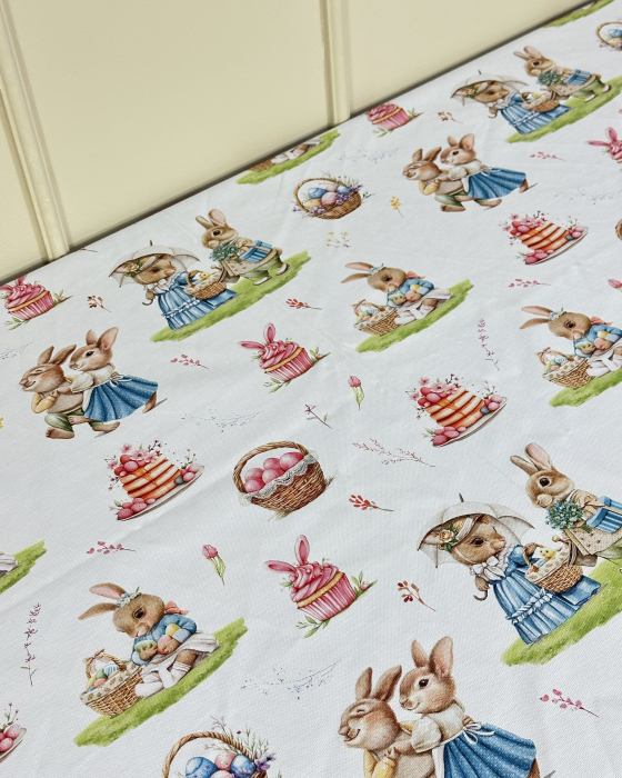 Față de masă impermeabilă, 100% bumbac -  Petrecerea Iepurașilor [2]
