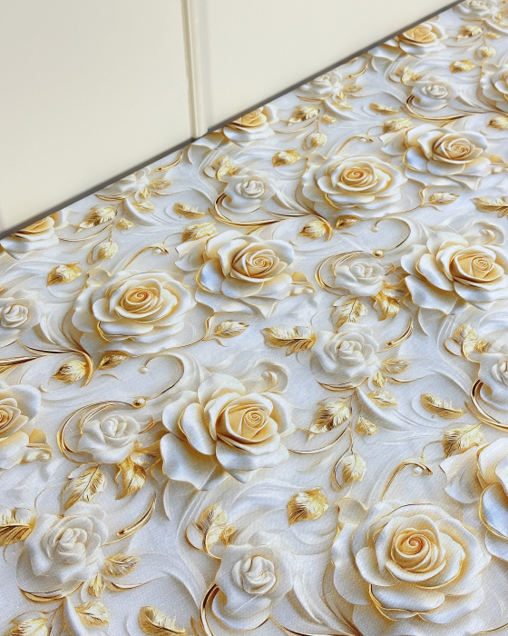 Față de masă impermeabilă, 100% bumbac - Trandafiri aurii [2]