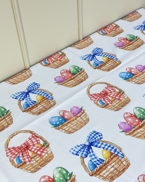 Față de masă impermeabilă cu model de Paște- Coșulețe cu Ouă [2]