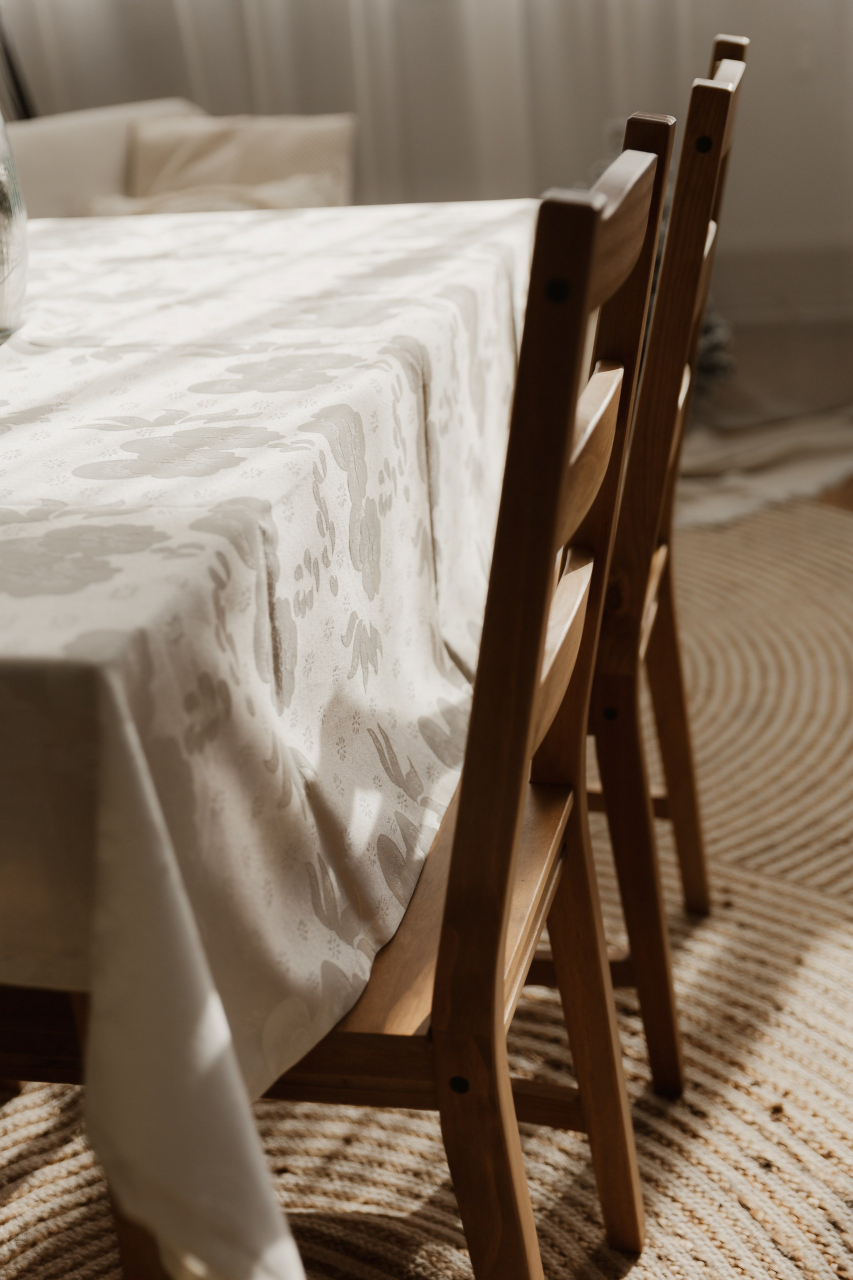 Față de masă ivoire din jacquard cu model floral [4]