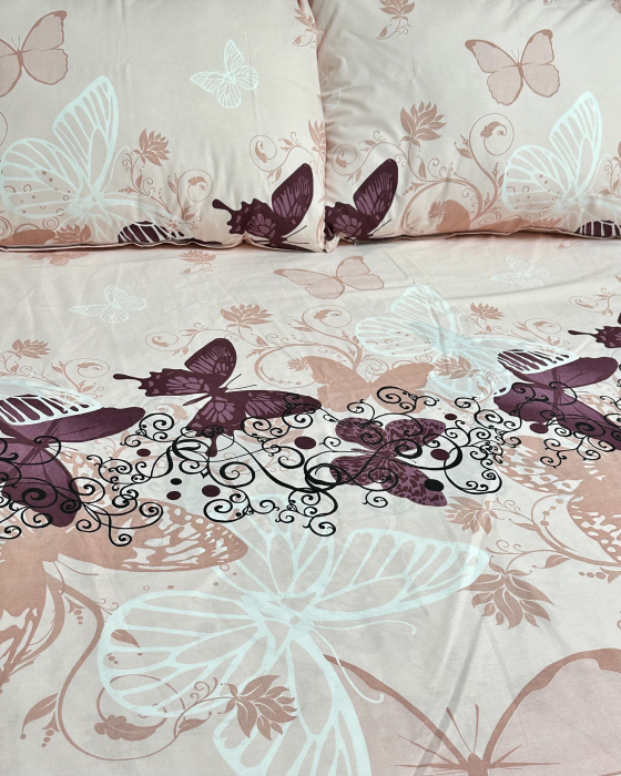 Față de pernă din bumbac ranforce– diverse dimensiuni, Fluturi roz [2]