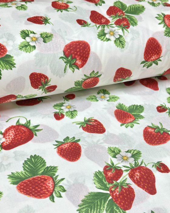 Husă de pat cu elastic din bumbac ranforce 100% - Căpșuni [2]