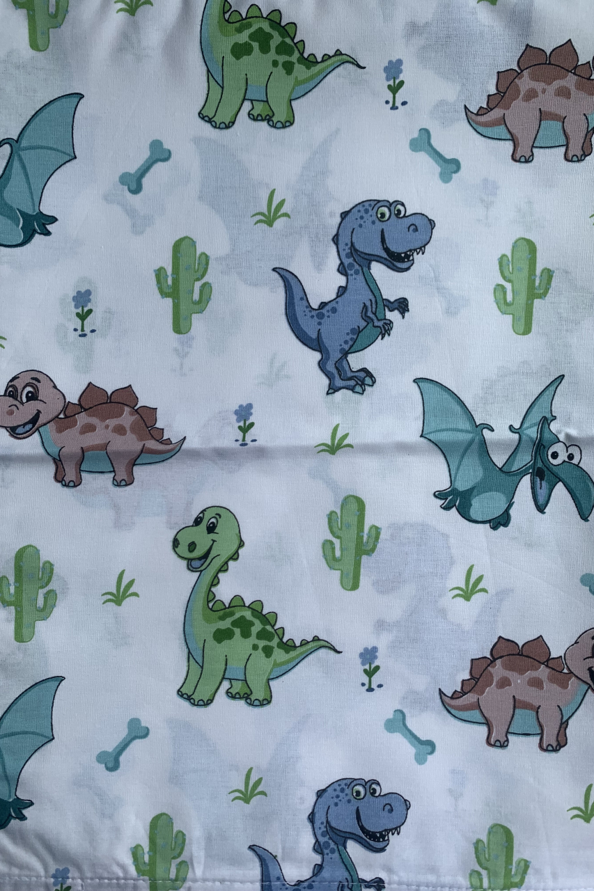Lenjerie de pat bebe- Dinozauri verzi si albastri [2]