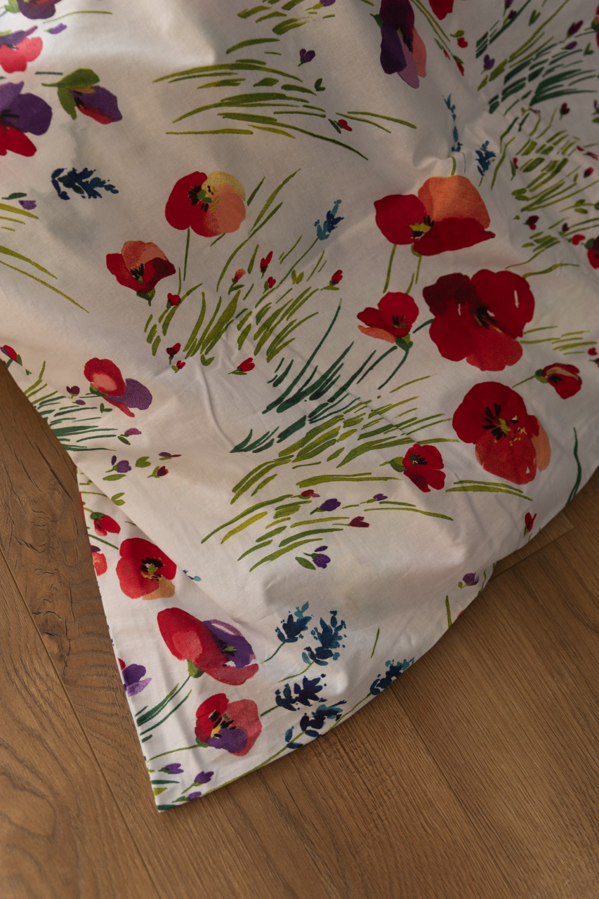 Lenjerie de pat XXL din bumbac satinat - Maci si Lavandă [2]