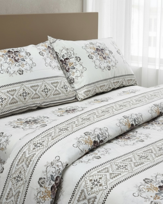 Lenjerie de pat din bumbac ranforce 100% - Traditional cu flori [2]