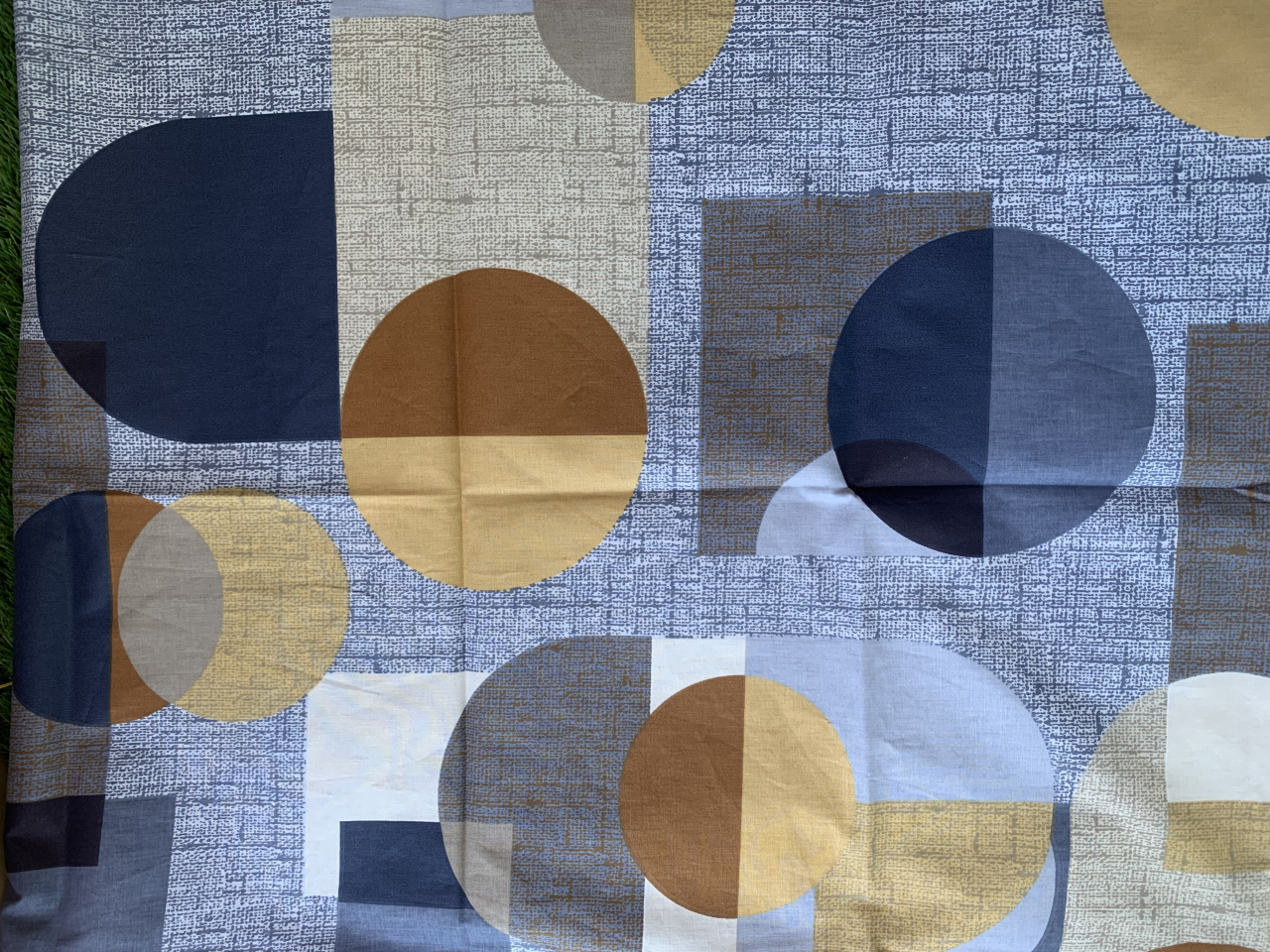 Lenjerie de pat din bbc satinat - Model Geometric Albastru [3]