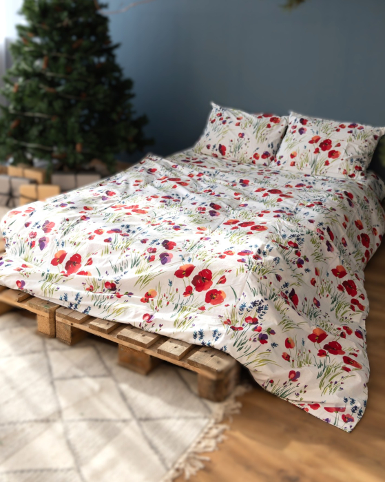 Lenjerie de pat din bumbac ranforce - Maci si Lavandă [3]