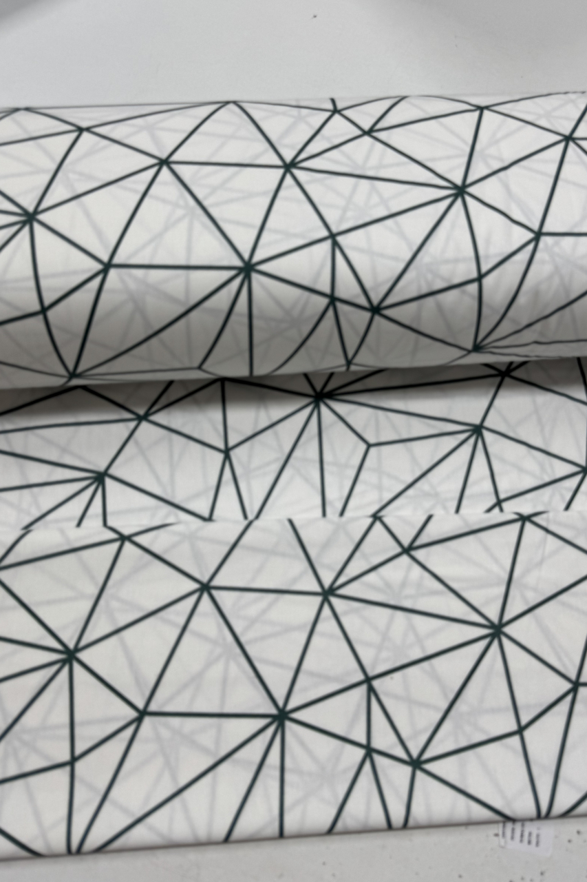 Metraj Bumbac Ranforce - Model geometric- linii smarald [1]
