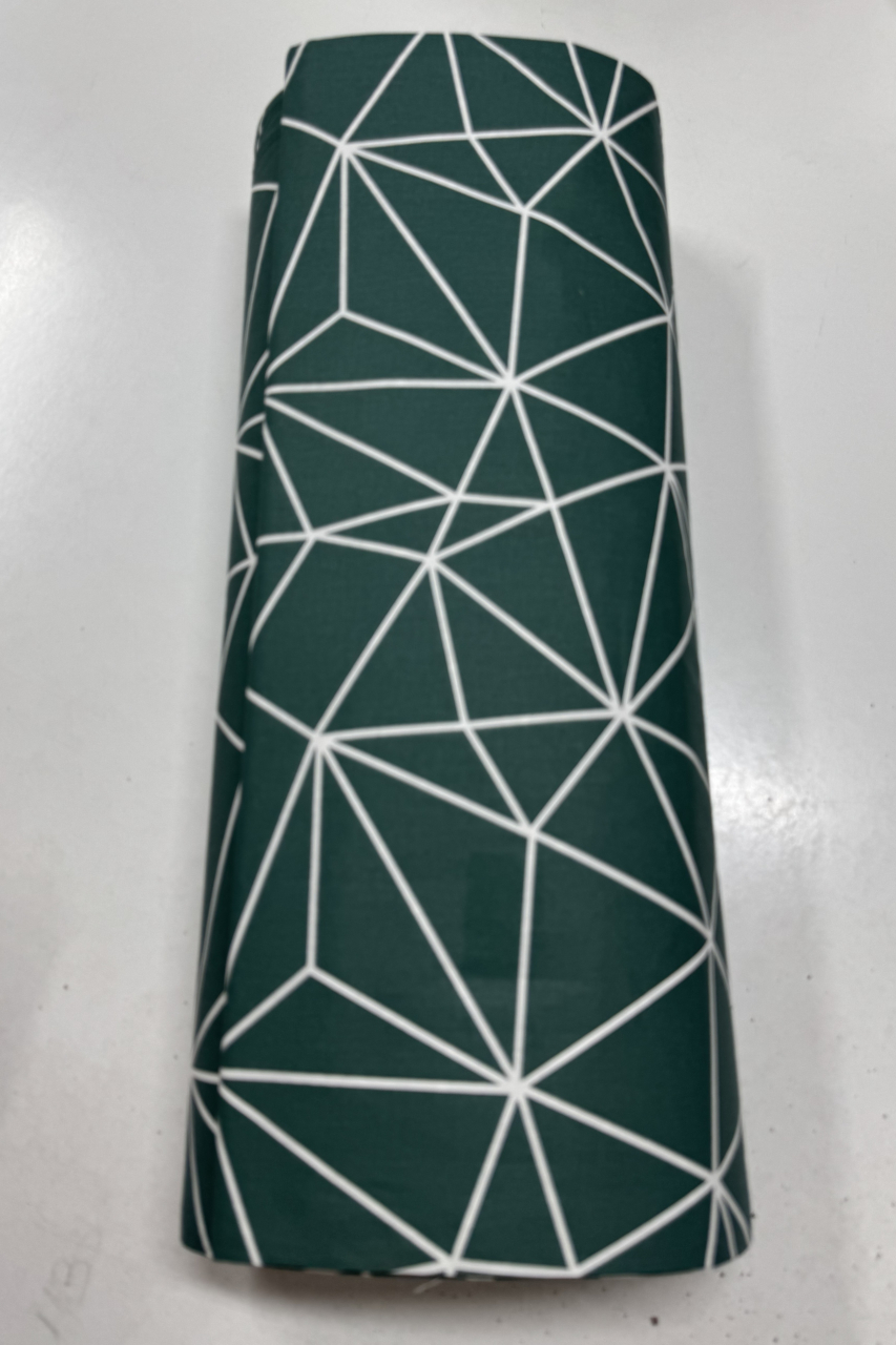 Metraj Bumbac Ranforce - Model geometric- smarald cu linii albe [2]
