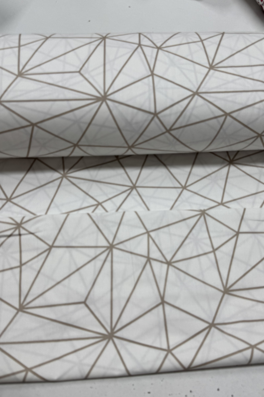 Metraj Bumbac Ranforce - Model geometric-  linii bej [2]