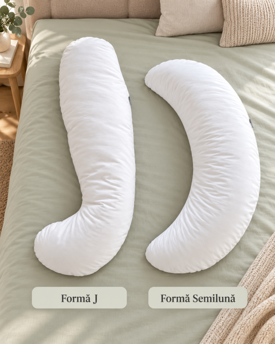 Pernă de corp pentru copii în formă de J, cu lână Merinos, 79 cm [4]