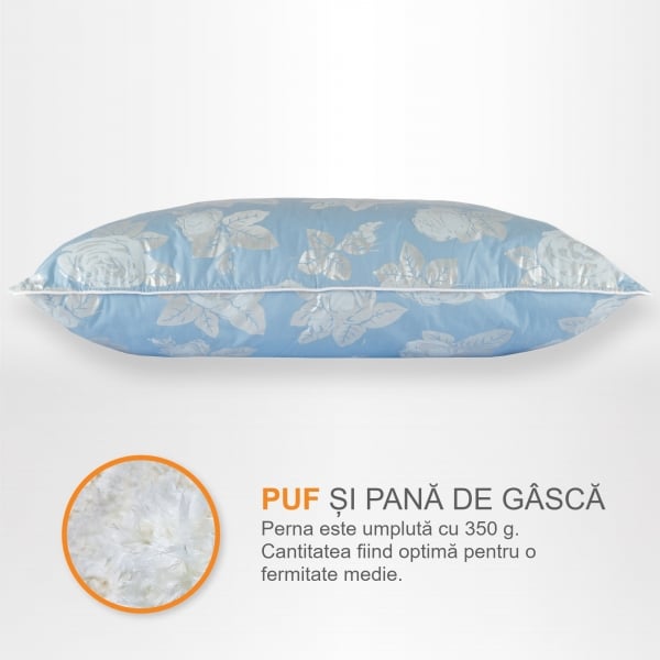 Perne cu Puf și Pană de Gâscă, 70*70, Albastru [1]