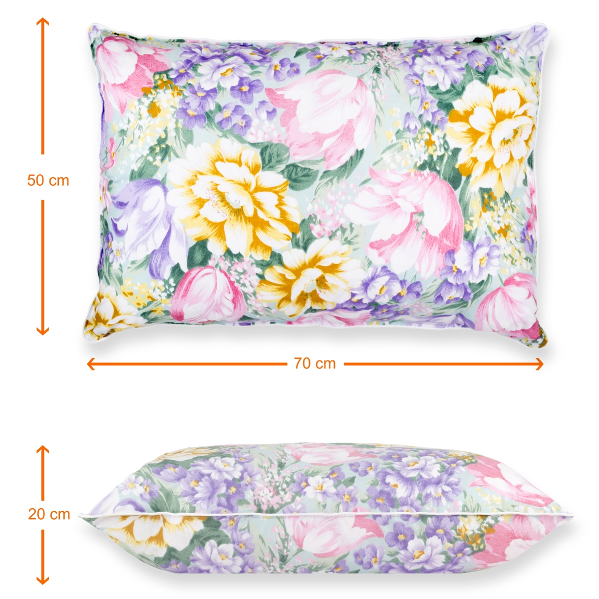 Pernă cu Puf și Pană de Gâscă, 50*70, Flori Mov [2]