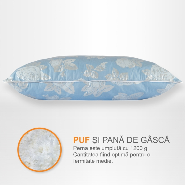 Perne cu Puf și Pană de Gâscă,35*50, Bleu [2]