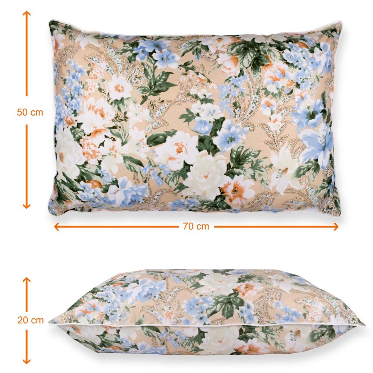 Perna cu Puf și Pană de Gâscă, 50*70, Flori Crem [2]