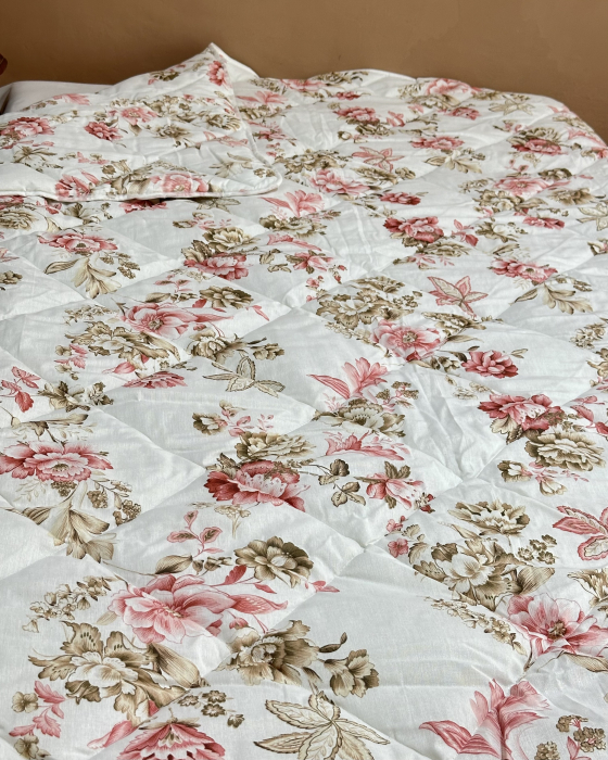 Pilotă antialergică vară| Umplutură Melană|Dos bumbac| Buchet Roz [2]