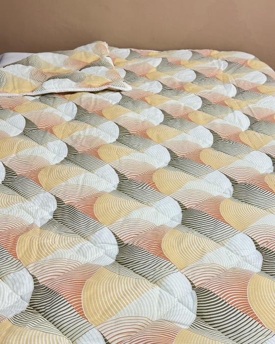 Pilotă antialergică vară| Umplutură Melană|Dos bumbac|Geometric Portocaliu-Gri [2]