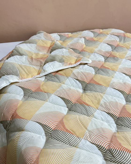 Pilotă antialergică vară| Umplutură Melană|Dos bumbac|Geometric Portocaliu-Gri [3]